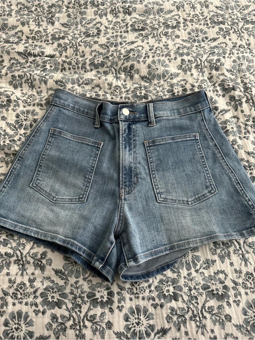Altar'd State Light Blue High-Waist Denim Shorts
